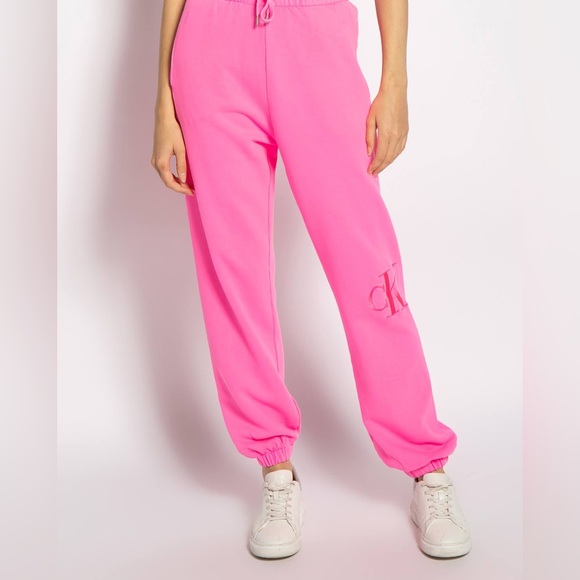 NWT Calvin Klein Jeans Women’s Acid Wash Jogger Pants Neon Pink- Size XS - Picture 4 of 12